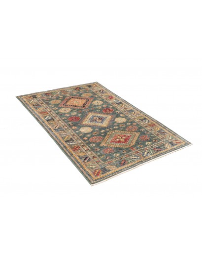 Tappeto Kazak Fine Pakistan bianco azzurro 102x148