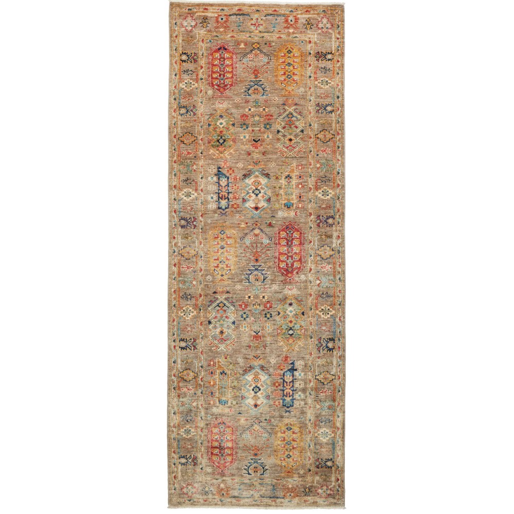 Tappeto Tribal Pakistan marrone grigio 78x232 Tappeto Tribal Pakistan marrone grigio 78x232