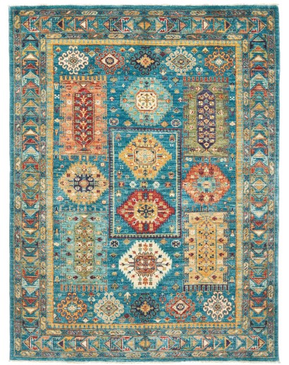 Tappeto Tribal Pakistan marrone verde 150x202