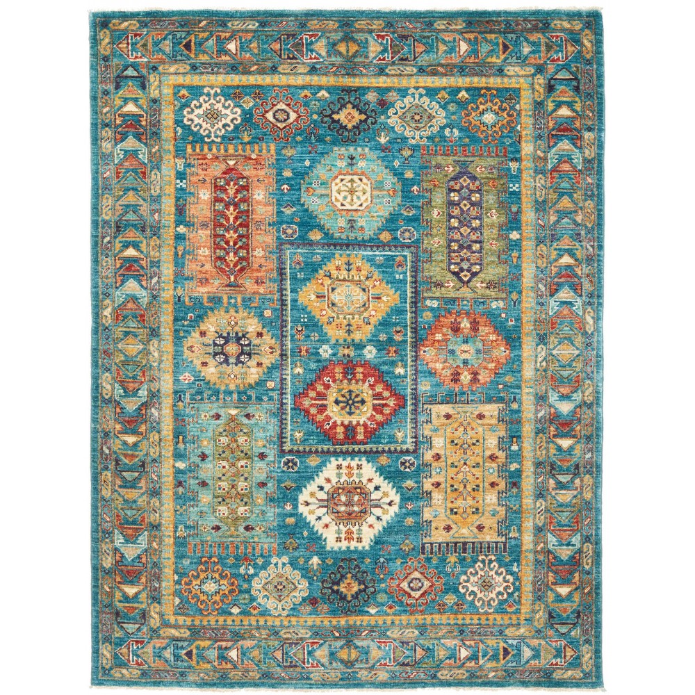 Tappeto Tribal Pakistan marrone verde 150x202 Tappeto Tribal Pakistan marrone verde 150x202