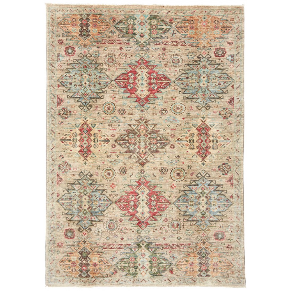 Tappeto Tribal Pakistan marrone bianco 145x207 Tappeto Tribal Pakistan marrone bianco 145x207