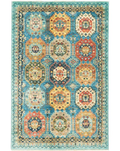 Tappeto Tribal Pakistan azzurro grigio 121x187