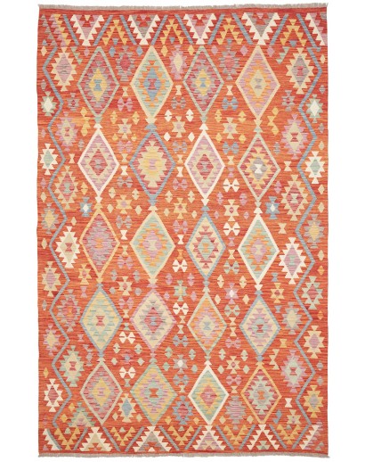Tappeto Kilim Afghanistan arancione rosso 197x305