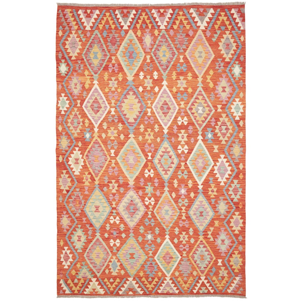 Tappeto Kilim Afghanistan arancione rosso 197x305