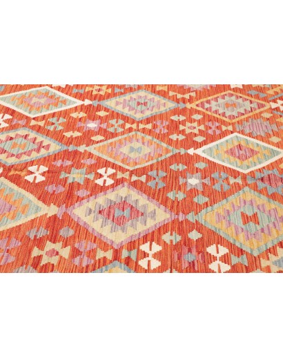 Tappeto Kilim Afghanistan arancione rosso 197x305