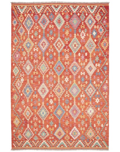 Tappeto Kilim Afghanistan arancione rosso 201x300