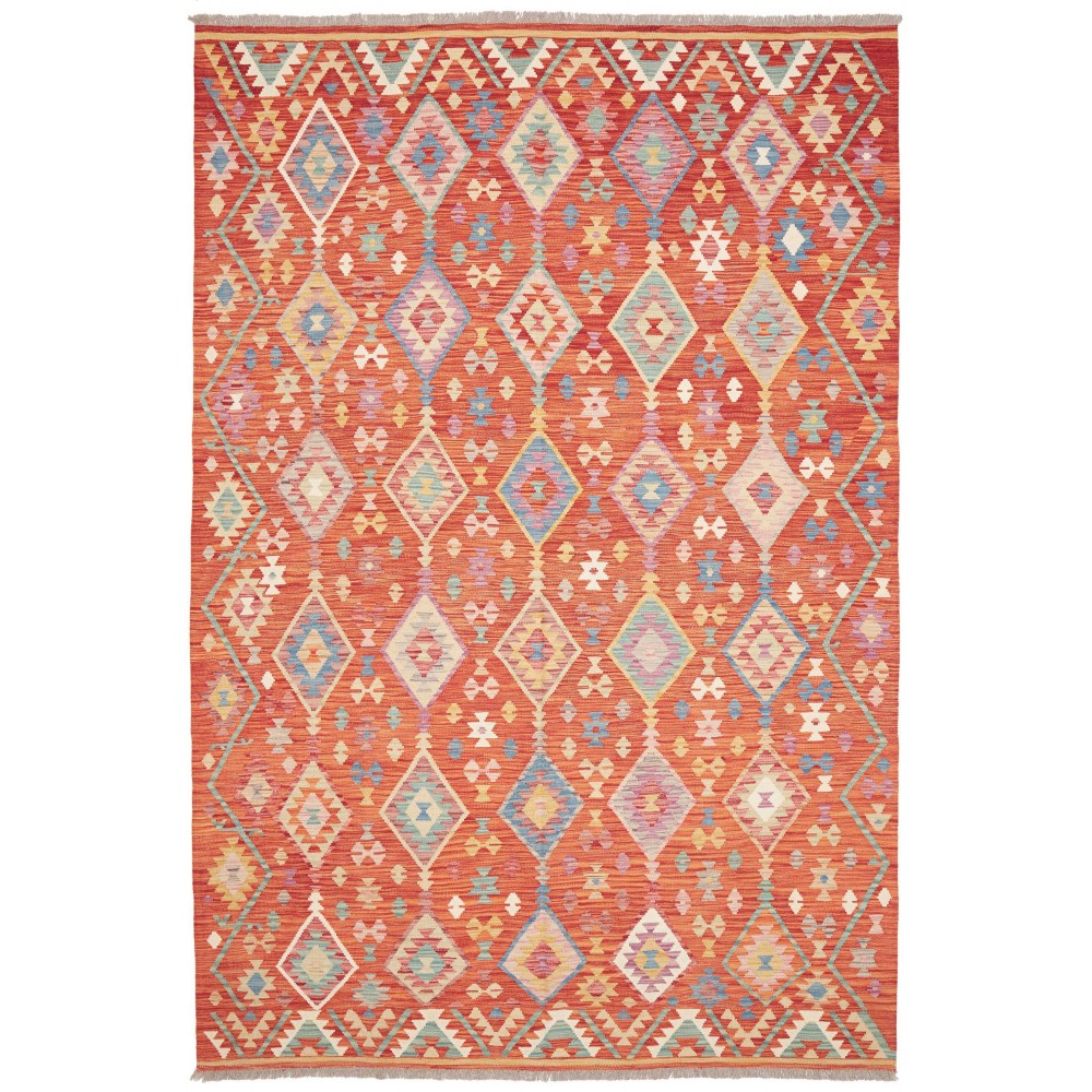Tappeto Kilim Afghanistan arancione rosso 201x300