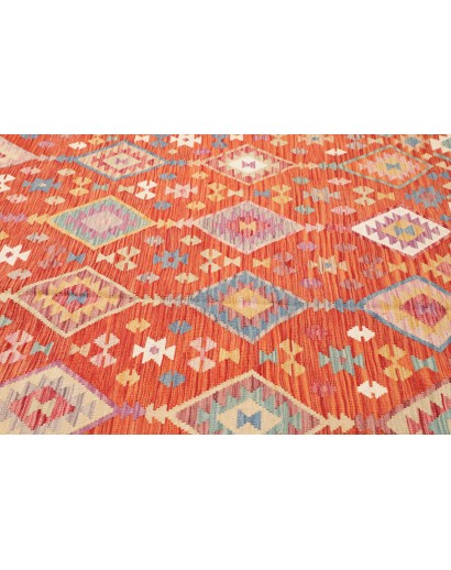 Tappeto Kilim Afghanistan arancione rosso 201x300