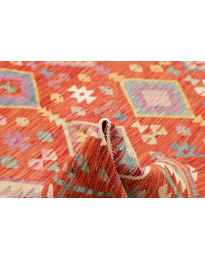 Tappeto Kilim Afghanistan arancione rosso 201x300