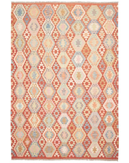 Tappeto Kilim Afghanistan marrone rosso 202x298