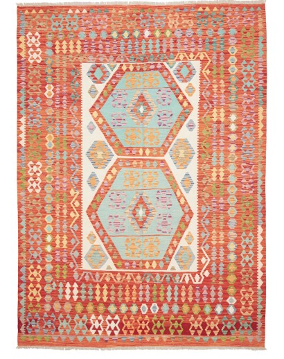 Tappeto Kilim Afghanistan arancione marrone 213x290