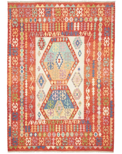 Tappeto Kilim Afghanistan rosso giallo 211x290