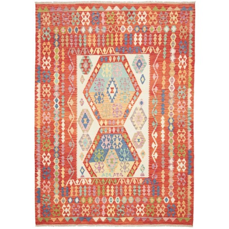 Tappeto Kilim Afghanistan rosso giallo 211x290