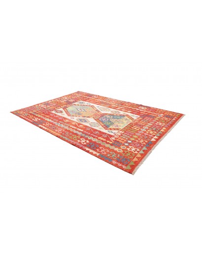 Tappeto Kilim Afghanistan rosso giallo 211x290