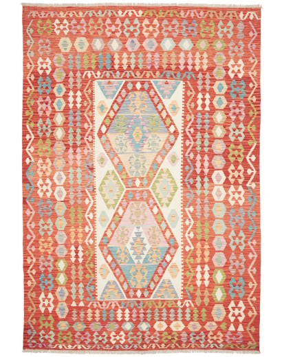 Tappeto Kilim Afghanistan marrone rosso 210x301