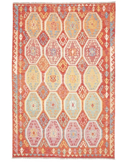 Tappeto Kilim Afghanistan marrone rosso 200x296