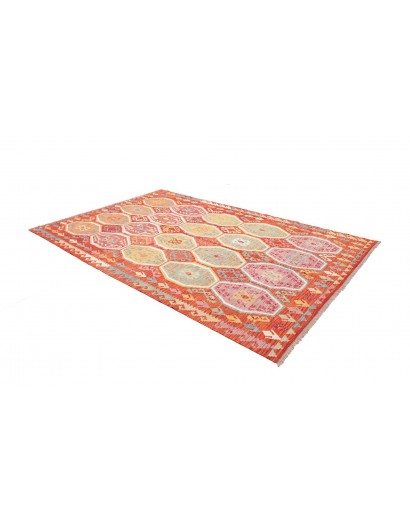 Tappeto Kilim Afghanistan marrone rosso 200x296