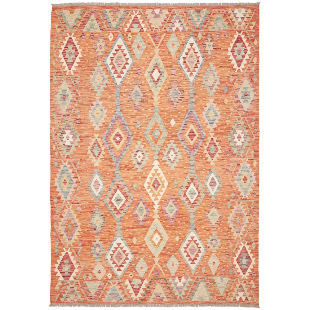 Tappeto Kilim Afghanistan marrone arancione 198x288