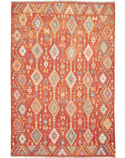 Tappeto Kilim Afghanistan arancione marrone 200x292