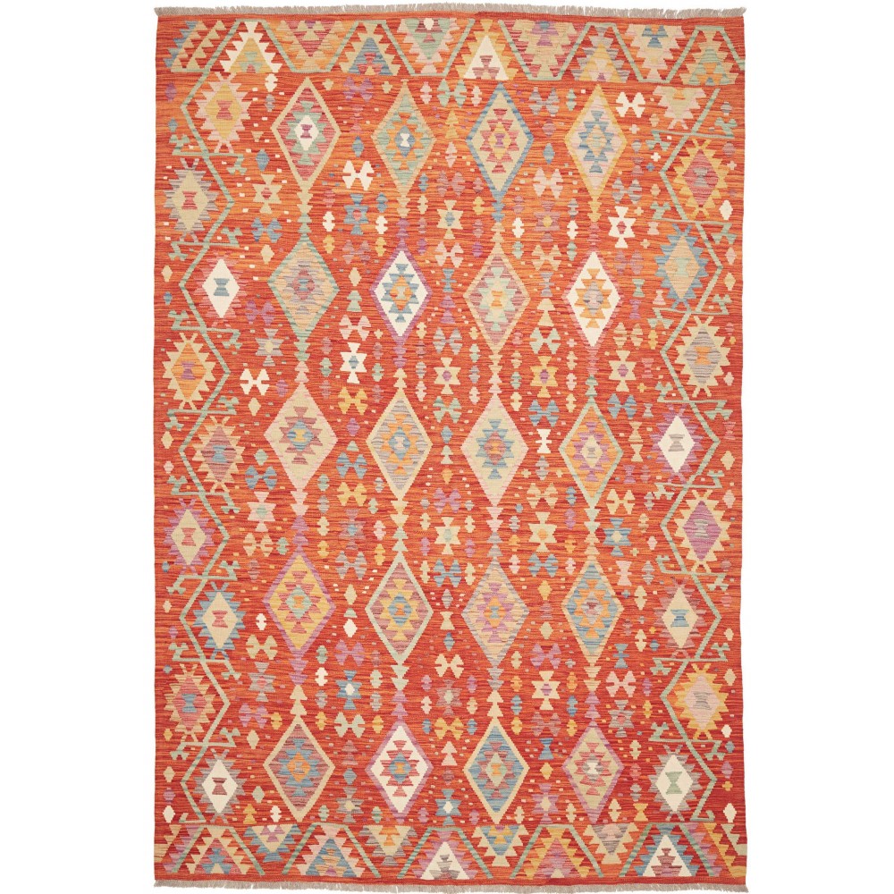 Tappeto Kilim Afghanistan arancione marrone 200x292