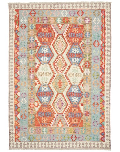 Tappeto Kilim Afghanistan beige arancione 206x290