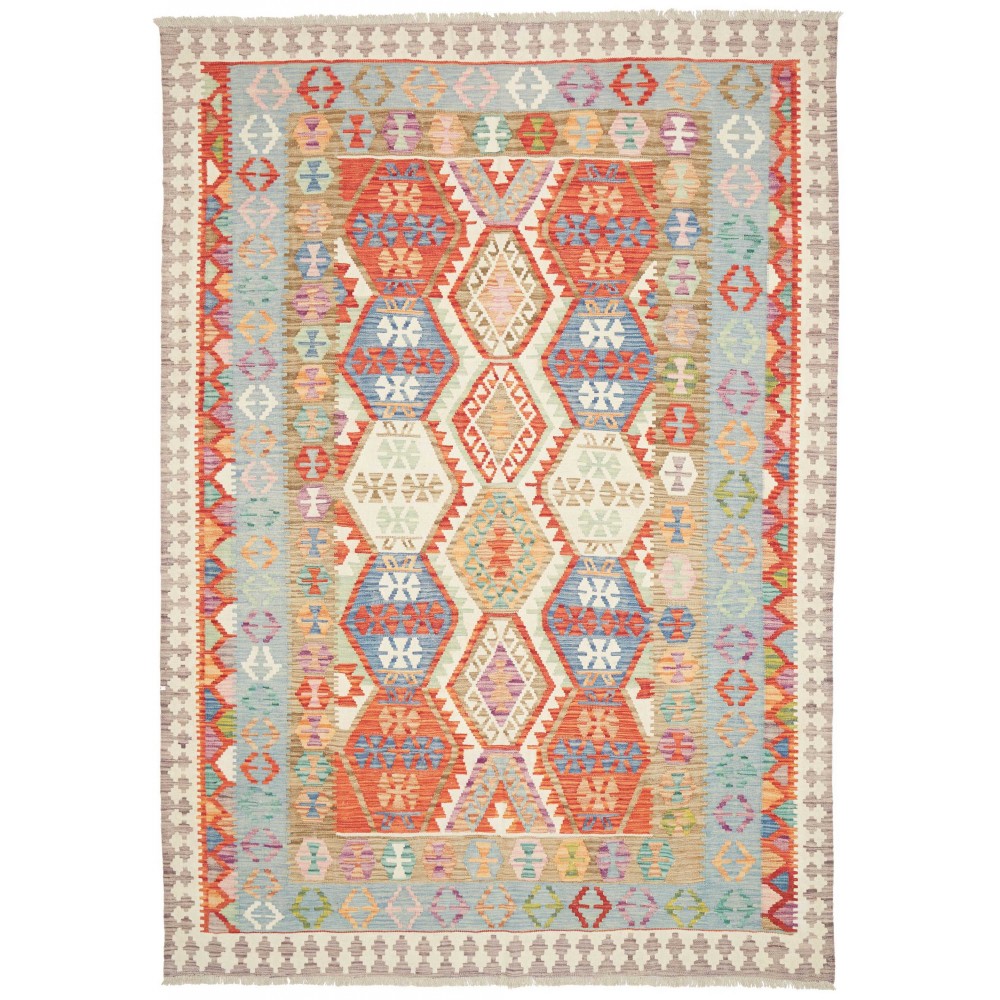 Tappeto Kilim Afghanistan beige arancione 206x290