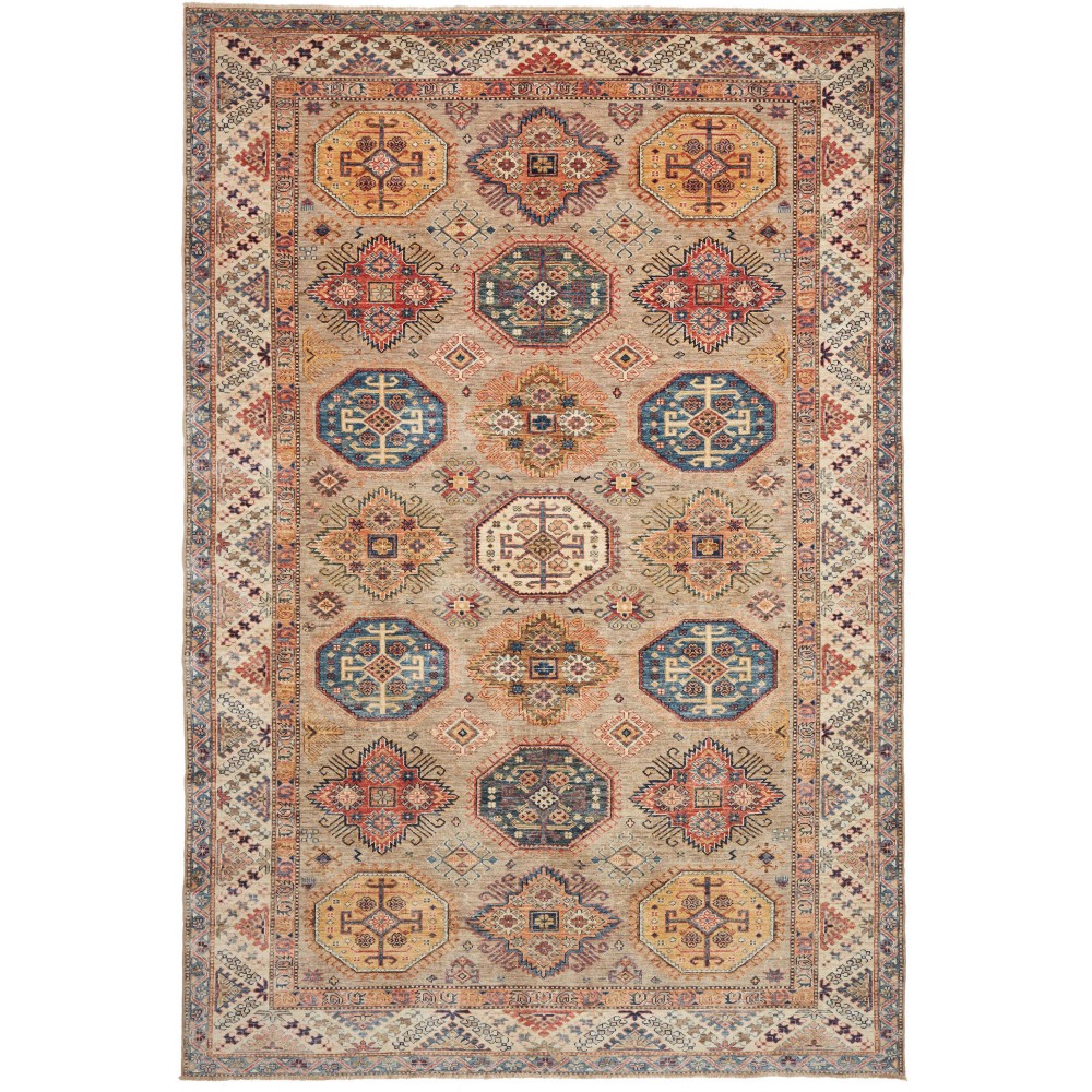 Tappeto Kazak Fine Pakistan marrone 206x304 Tappeto Kazak Fine Pakistan marrone 206x304