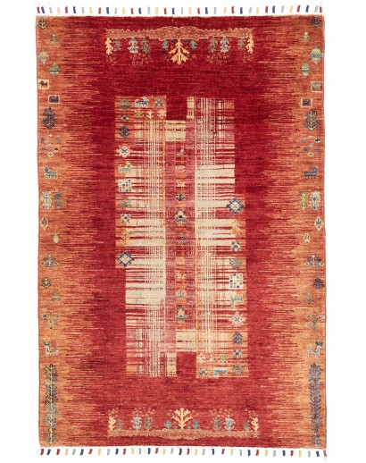 Tappeto Siva Pakistan marrone giallo 100x147