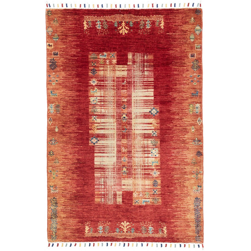 Tappeto Siva Pakistan marrone giallo 100x147