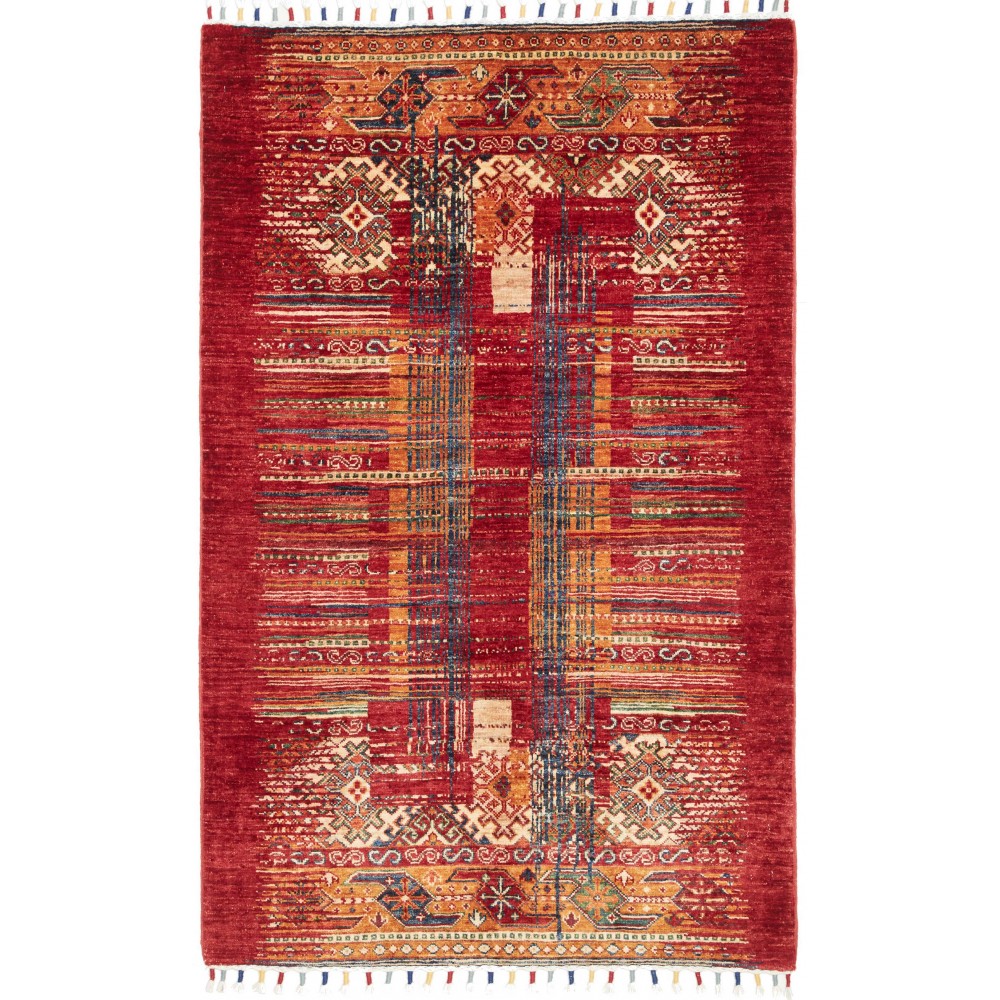 Tappeto Siva Pakistan marrone giallo 101x157