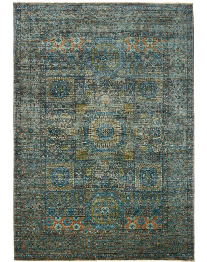 Tappeto Mamlouk Pakistan azzurro marrone 168x240