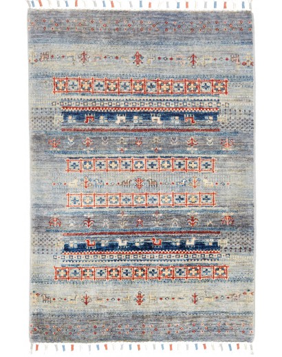 Tappeto Siva Pakistan azzurro marrone 81x118