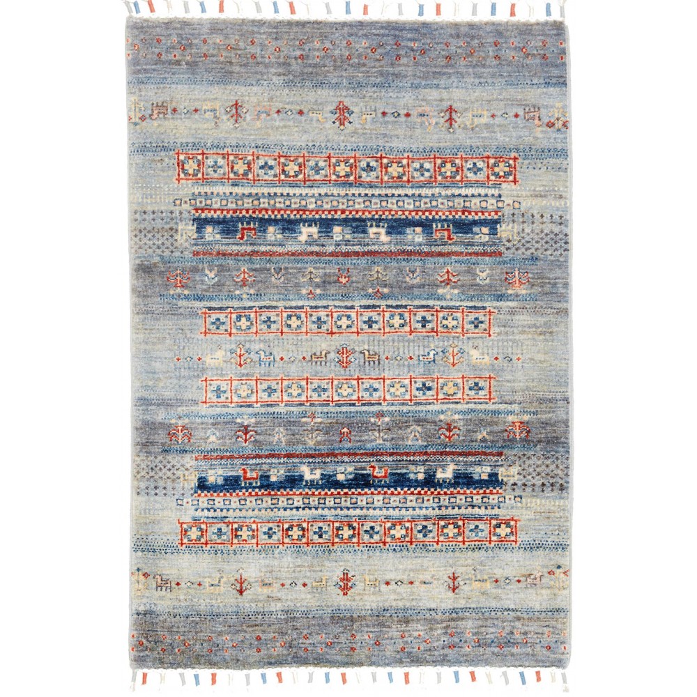 Tappeto Siva Pakistan azzurro marrone 81x118