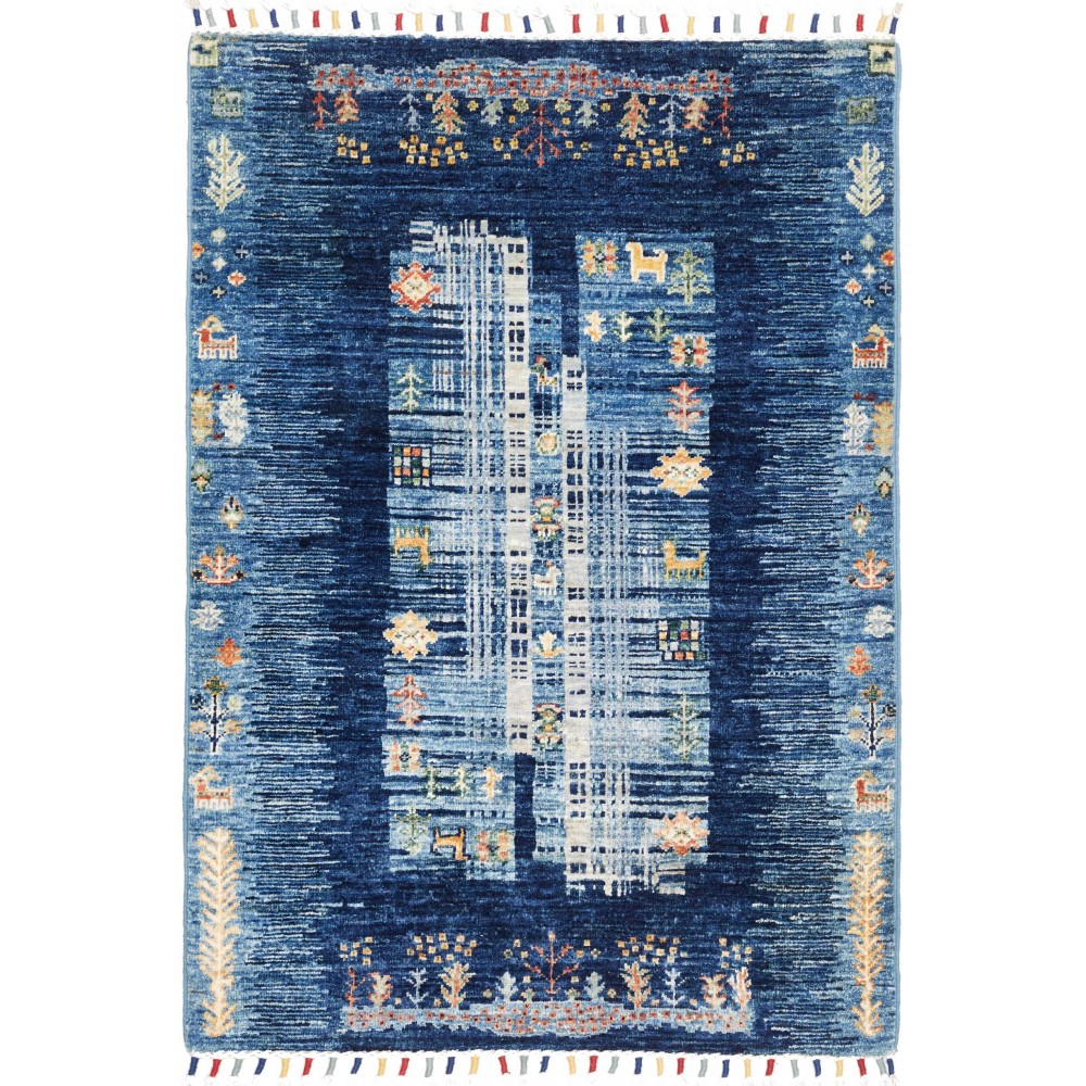 Tappeto Siva Pakistan grigio bianco 83x117