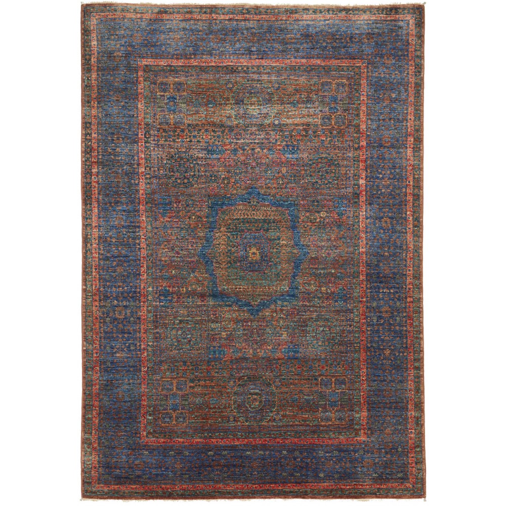 Tappeto Mamlouk Pakistan azzurro marrone 145x207 Tappeto Mamlouk Pakistan azzurro marrone 145x207