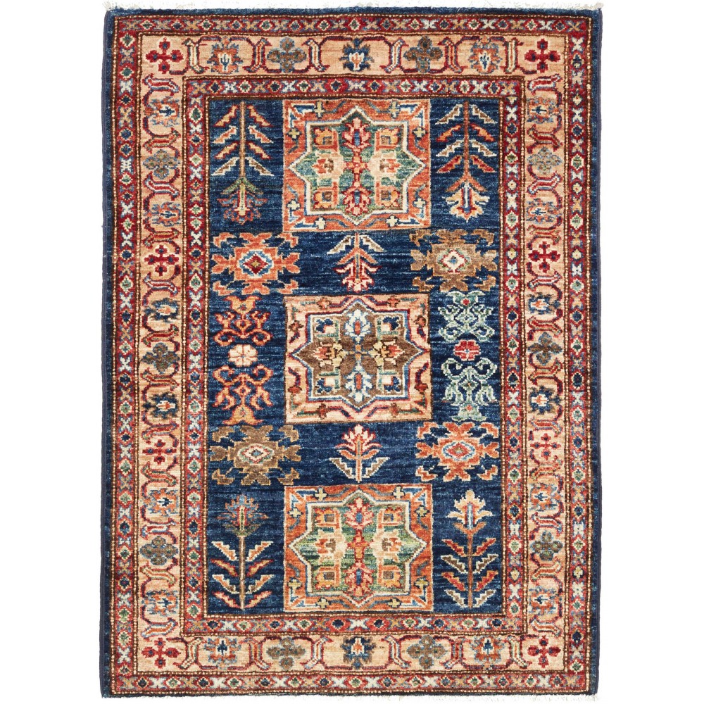 Tappeto Kazak Fine Pakistan bianco grigio 86x120