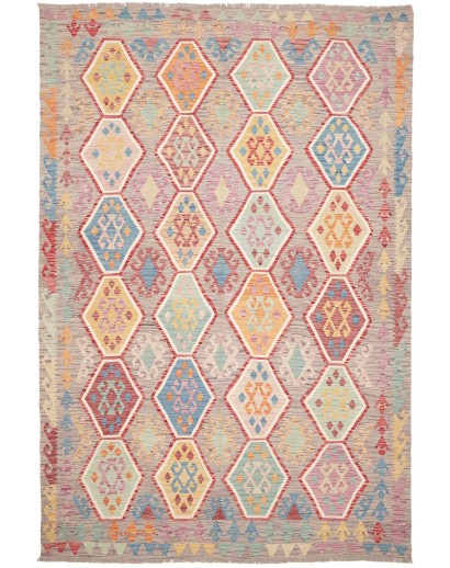 Tappeto Kilim Afghanistan marrone bianco 205x305