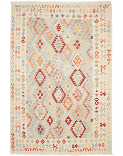 Tappeto Kilim Afghanistan bianco marrone 200x297