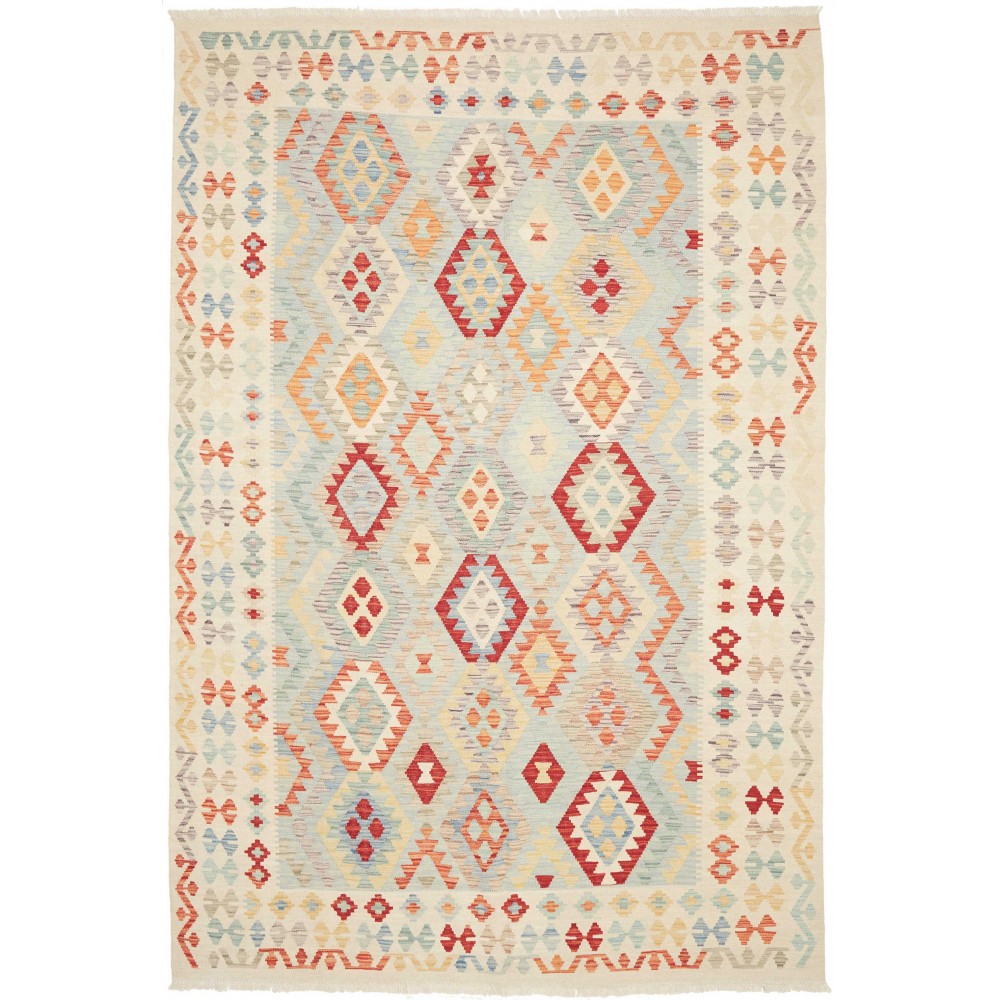 Tappeto Kilim Afghanistan bianco marrone 200x297