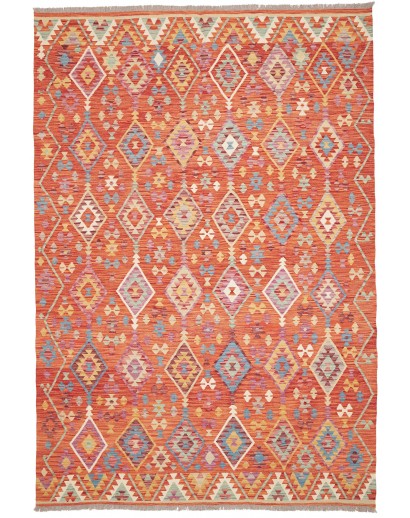 Tappeto Kilim Afghanistan arancione rosso 201x293