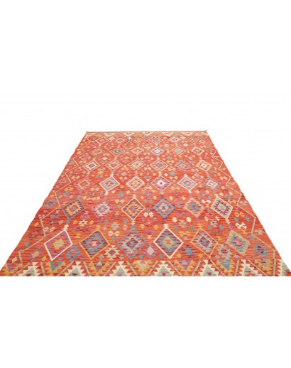 Tappeto Kilim Afghanistan arancione rosso 201x293
