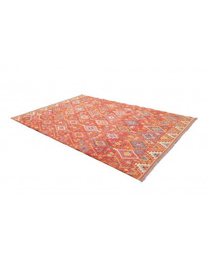 Tappeto Kilim Afghanistan arancione rosso 201x293