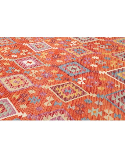 Tappeto Kilim Afghanistan arancione rosso 201x293