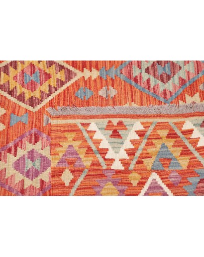 Tappeto Kilim Afghanistan arancione rosso 201x293