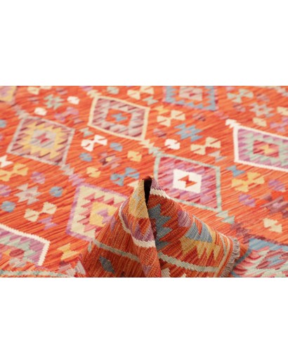 Tappeto Kilim Afghanistan arancione rosso 201x293