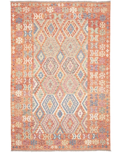 Tappeto Kilim Afghanistan marrone giallo 202x302