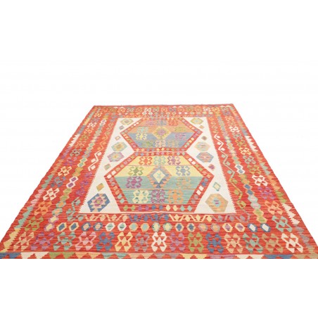Tappeto Kilim Afghanistan arancione bianco 209x294
