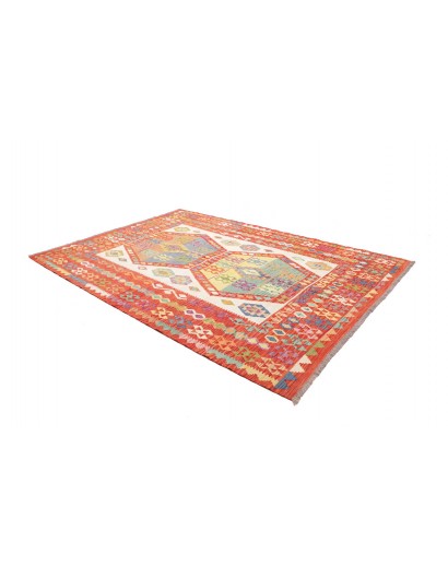 Tappeto Kilim Afghanistan arancione bianco 209x294
