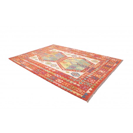 Tappeto Kilim Afghanistan arancione bianco 209x294