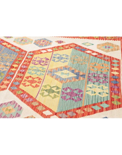 Tappeto Kilim Afghanistan arancione bianco 209x294